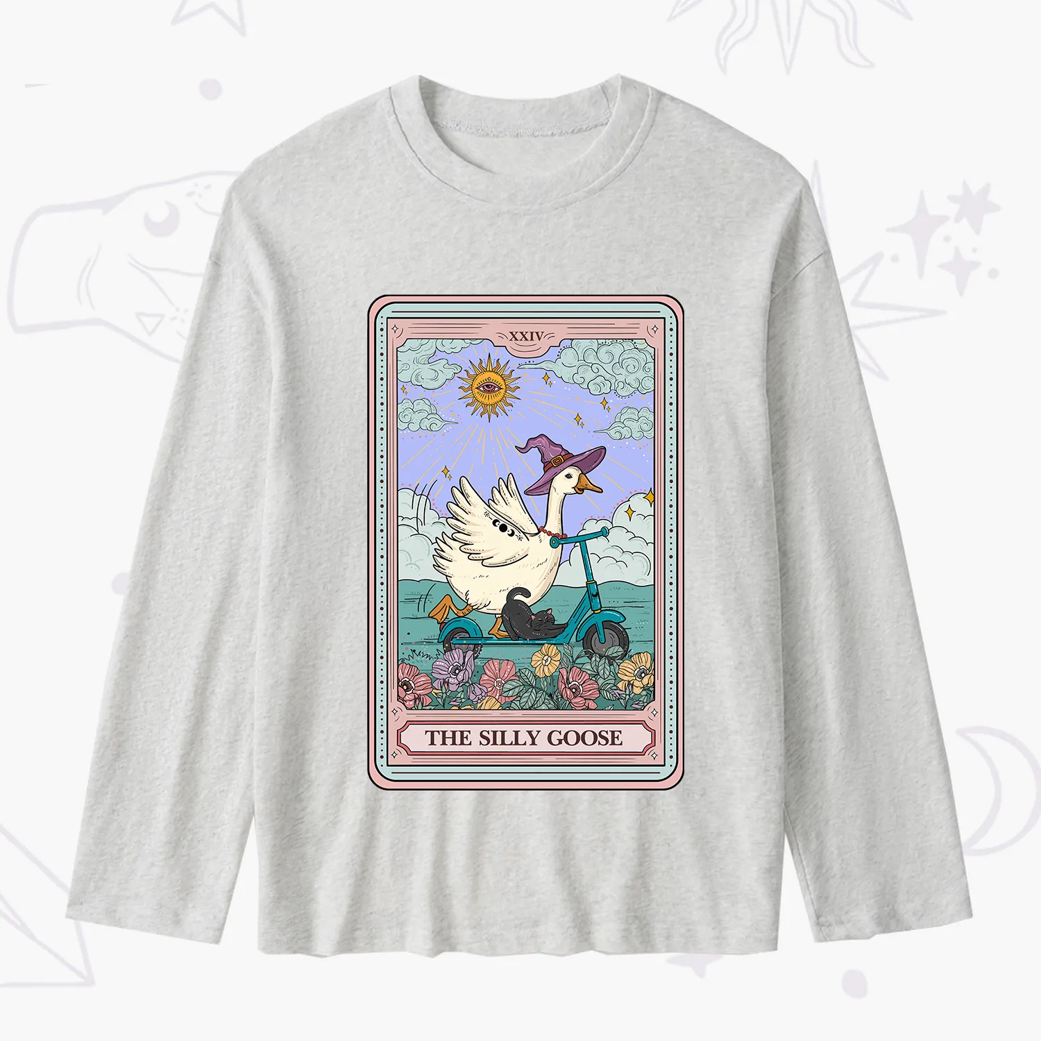 Purplehecate The Silly Goose Tarot Card Slub Long Sleeve T-Shirt