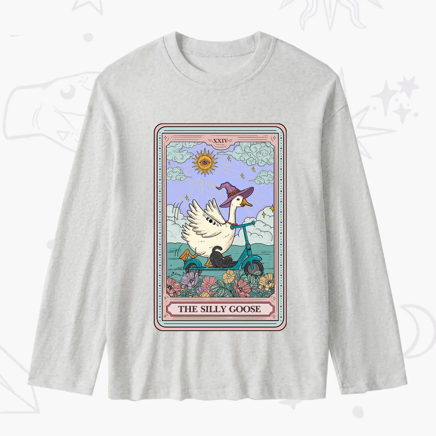 Purplehecate The Silly Goose Tarot Card Slub Long Sleeve T-Shirt