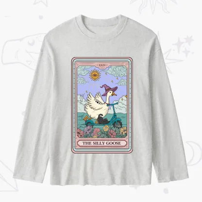 Purplehecate The Silly Goose Tarot Card Slub Long Sleeve T-Shirt
