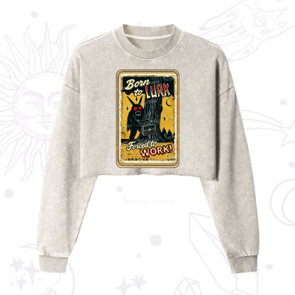 Purplehecate Cryptid Mothman Horror Cropped Washed Sweatshirt