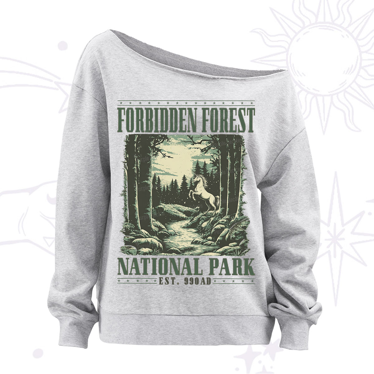 Purplehecate Forbidden Forest Off The Shoulder Sweatshirt