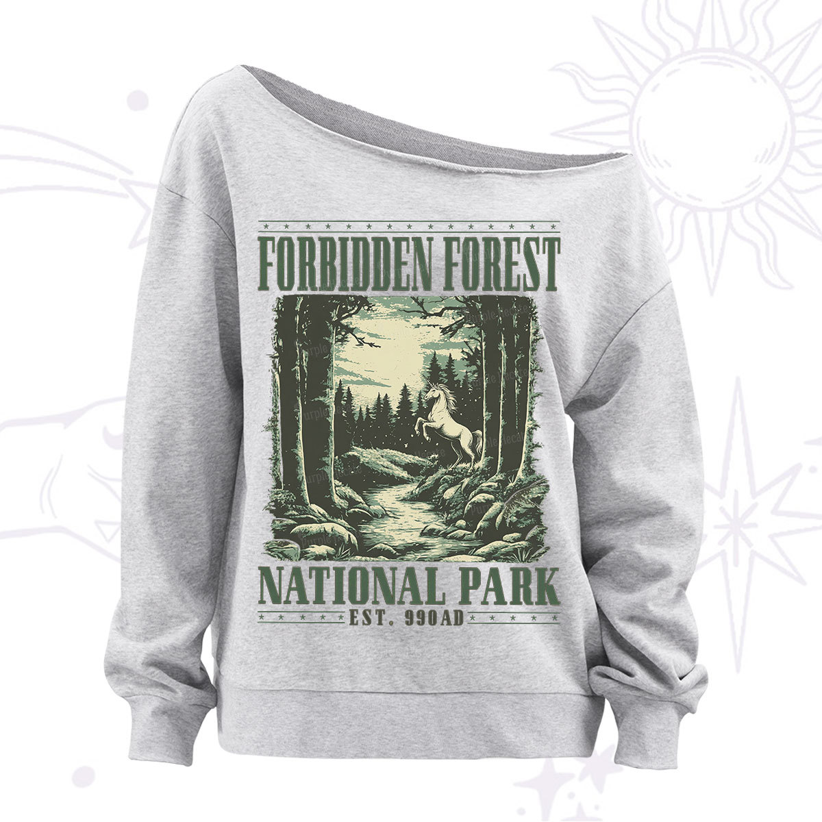 Purplehecate Forbidden Forest Off The Shoulder Sweatshirt