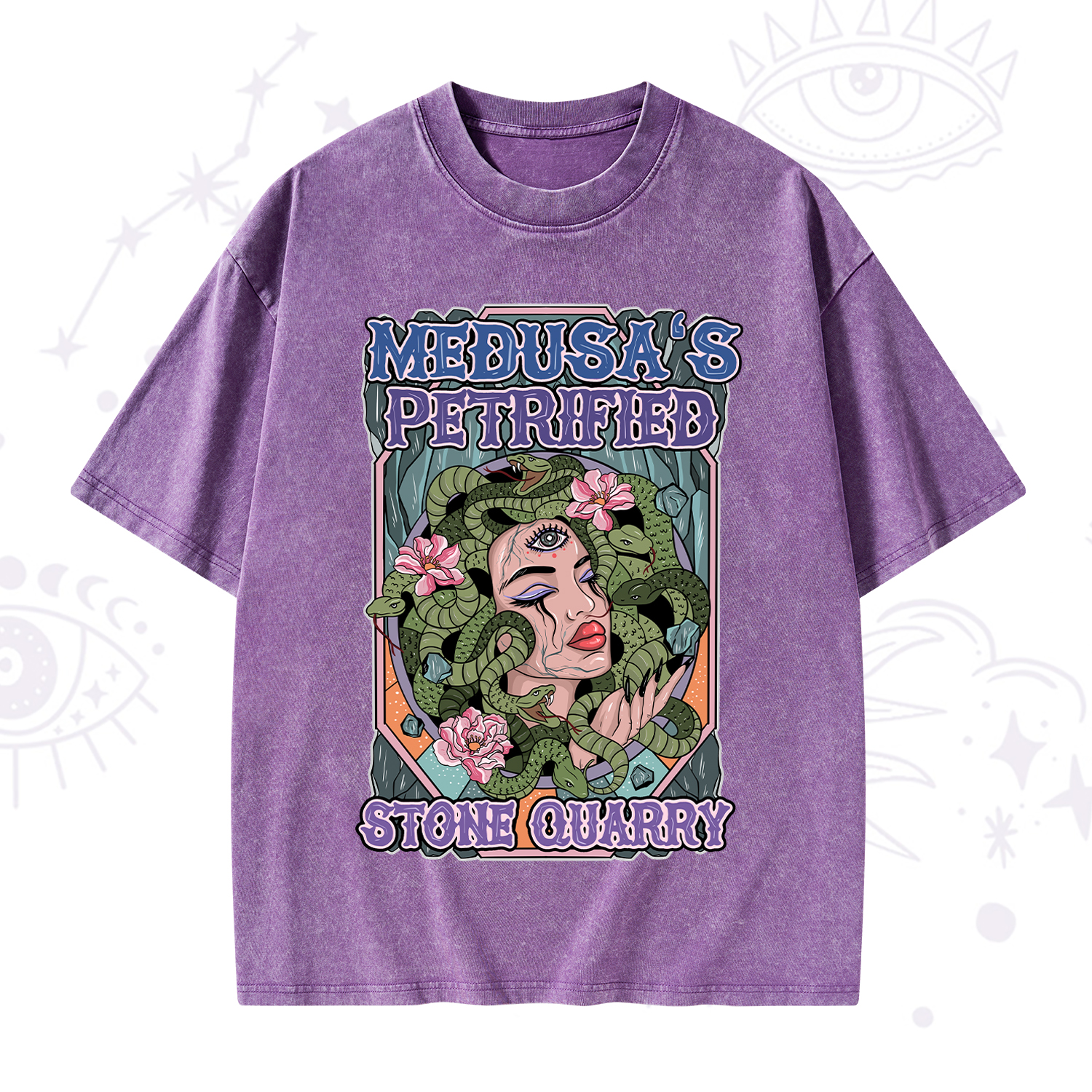 Purplehecate The Gorgon with Snake Hair Medusa Washed T-Shirt