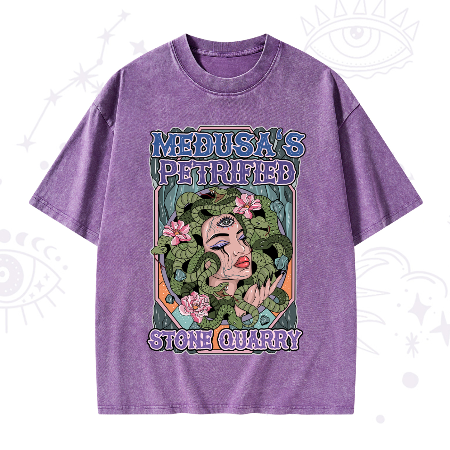 Purplehecate The Gorgon with Snake Hair Medusa Washed T-Shirt
