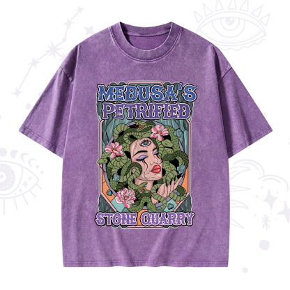 Purplehecate The Gorgon with Snake Hair Medusa Washed T-Shirt