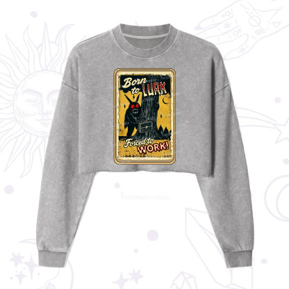 Purplehecate Cryptid Mothman Horror Cropped Washed Sweatshirt