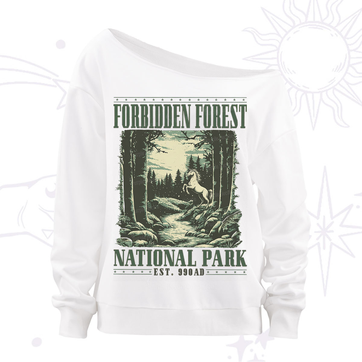 Purplehecate Forbidden Forest Off The Shoulder Sweatshirt