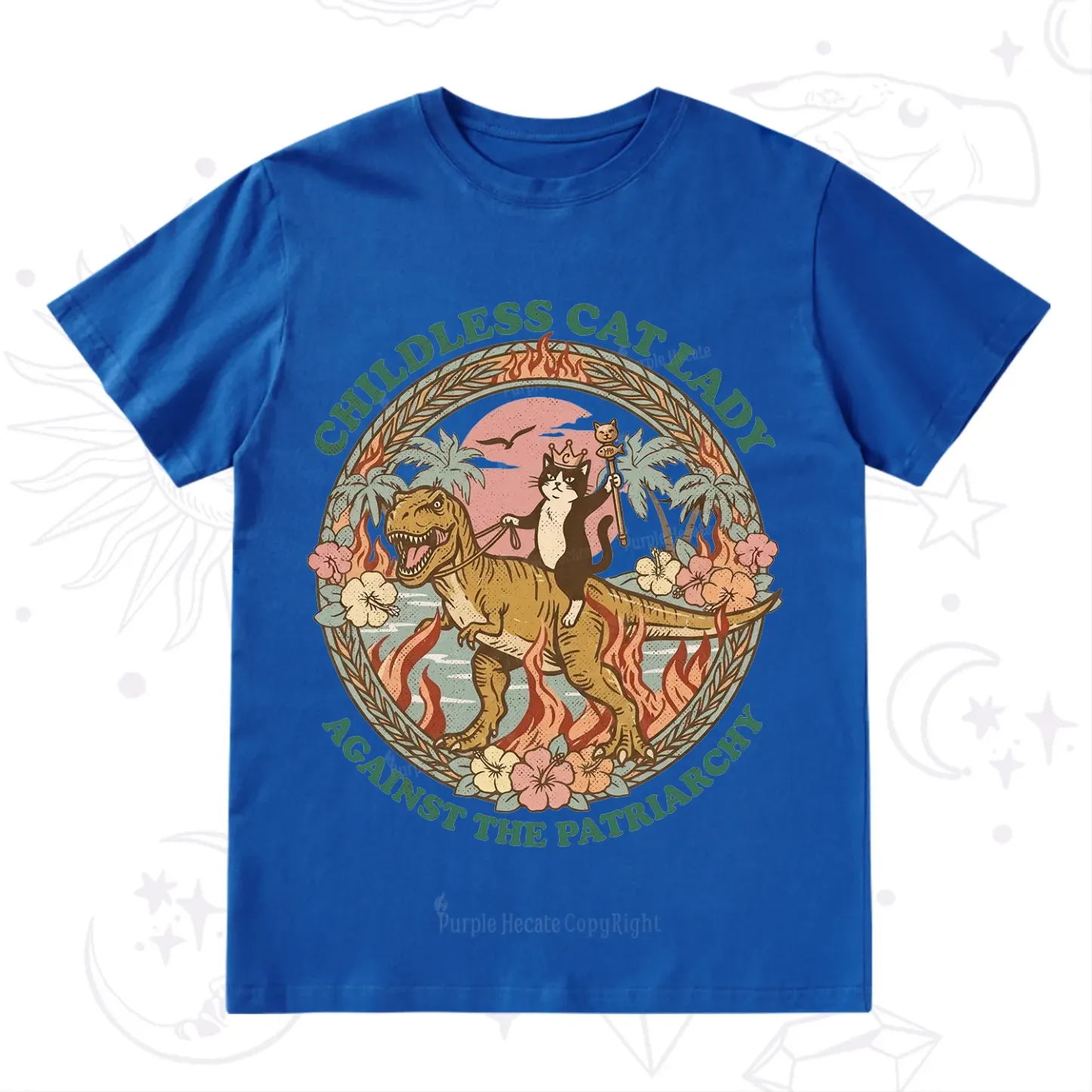 Purplehecate Childless Cat Lady Burn the Patriarchy T-Shirt