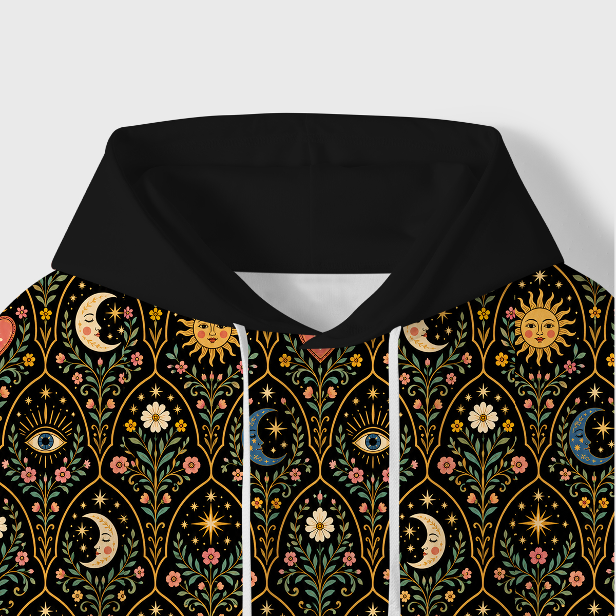 Purplehecate Mystic Sun Moon Hearts All-Over Print Hoodie
