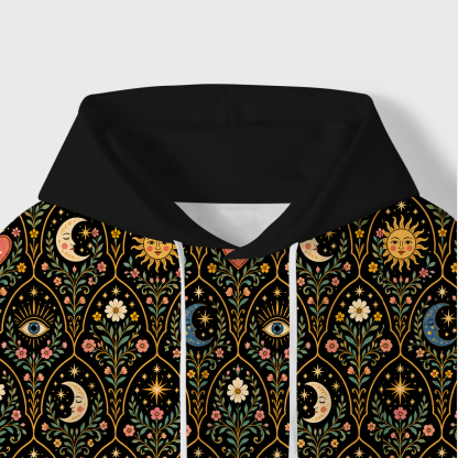 Purplehecate Mystic Sun Moon Hearts All-Over Print Hoodie