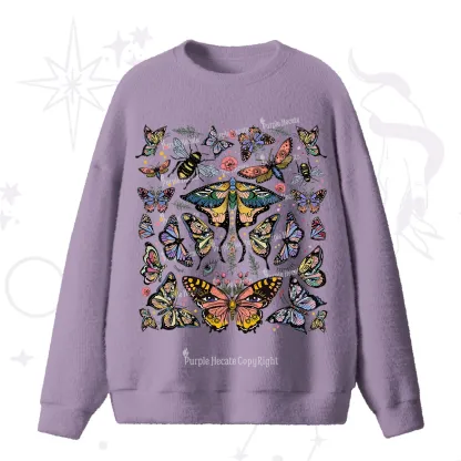 Purplehecate Mystical Butterfly & Moth Fuzzy Ugly Sweater