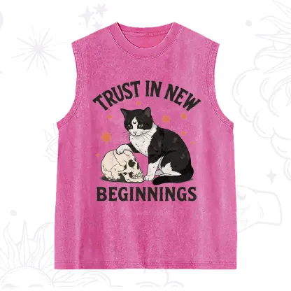 Purplehecate Trust In New Beginnings Cat Washed Tank