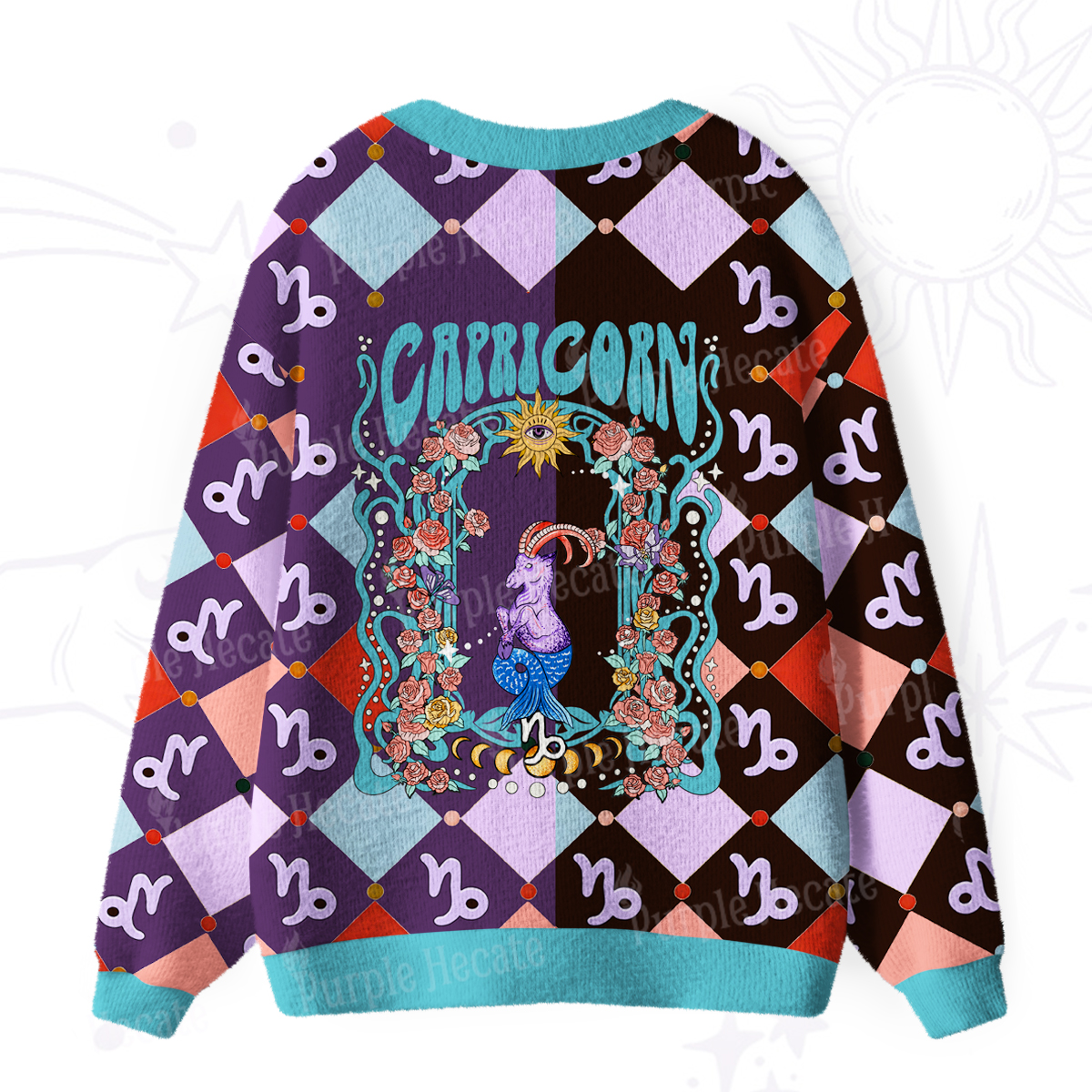 Purplehecate Capricorn Spirit Zodiac Ugly Cardigan Sweaters