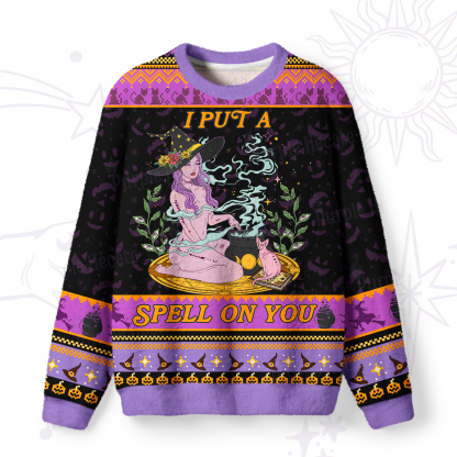 Purplehecate I Put A Spell On You Ugly Halloween Sweatshirts
