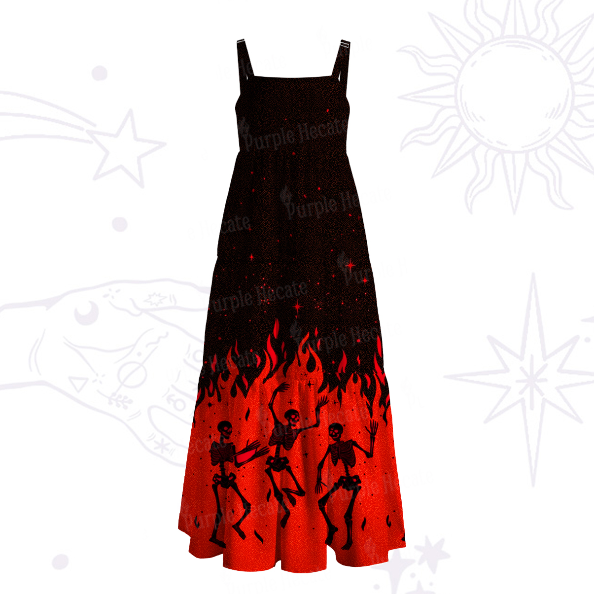 Purplehecate Infernal Revelry Wide Straps Maxi Dress