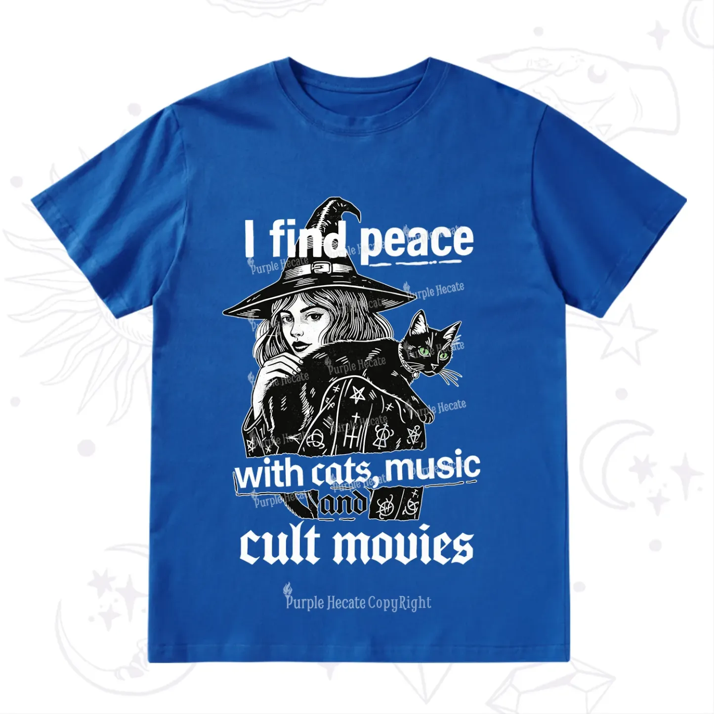 Purplehecate I Find Peace With Cats Music Cult Movies T-Shirt