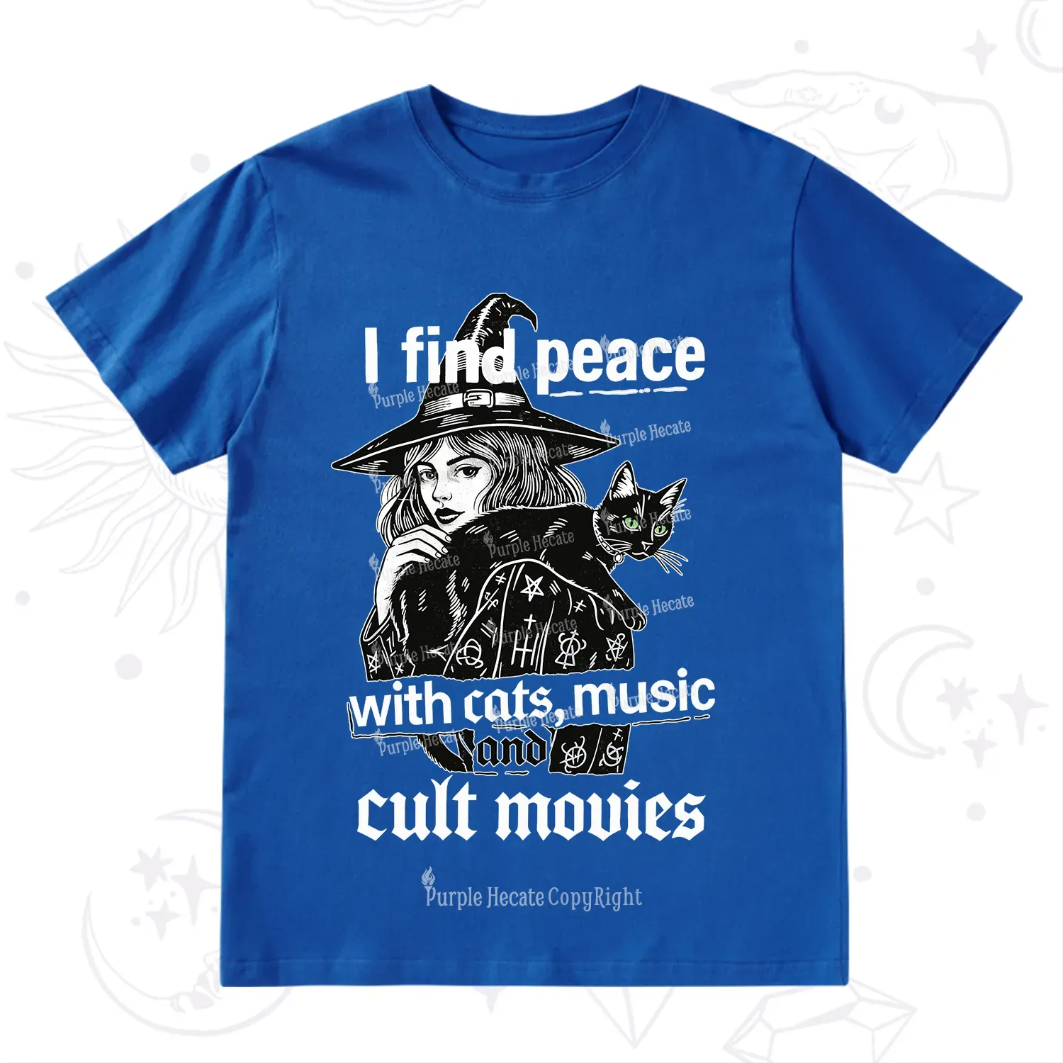 Purplehecate I Find Peace With Cats Music Cult Movies T-Shirt