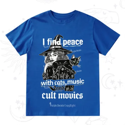 Purplehecate I Find Peace With Cats Music Cult Movies T-Shirt