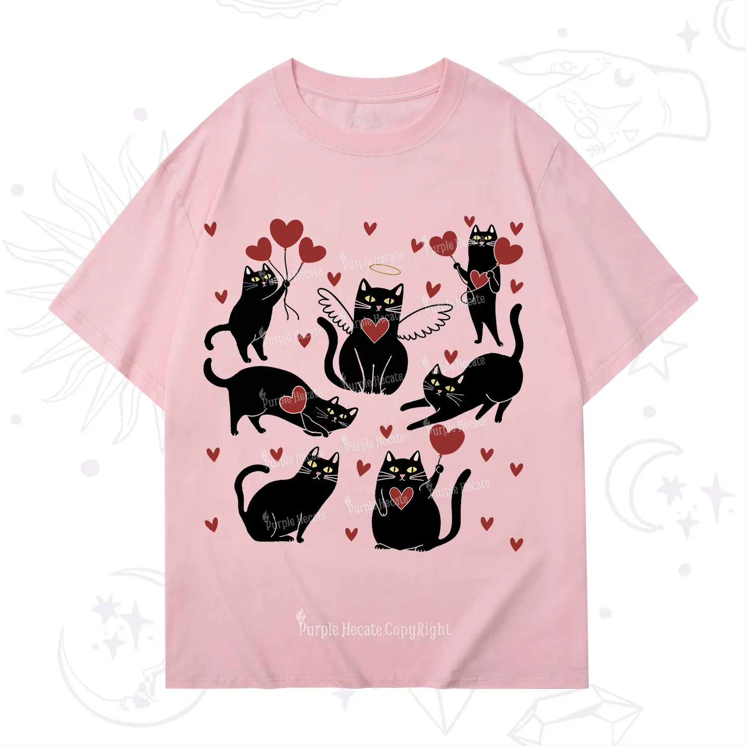 Purplehecate Meowy Valentine's Romantic Cat Valentine T-Shirt