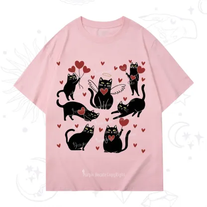 Purplehecate Meowy Valentine's Romantic Cat Valentine T-Shirt