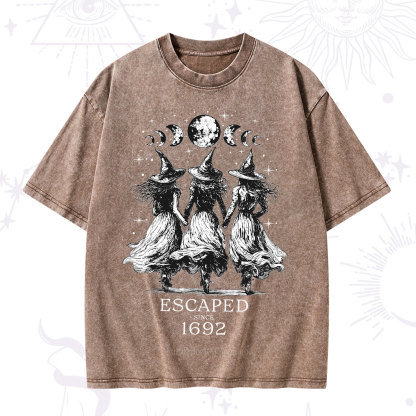 Purplehecate Escaped Since 1692 Washed T-Shirt