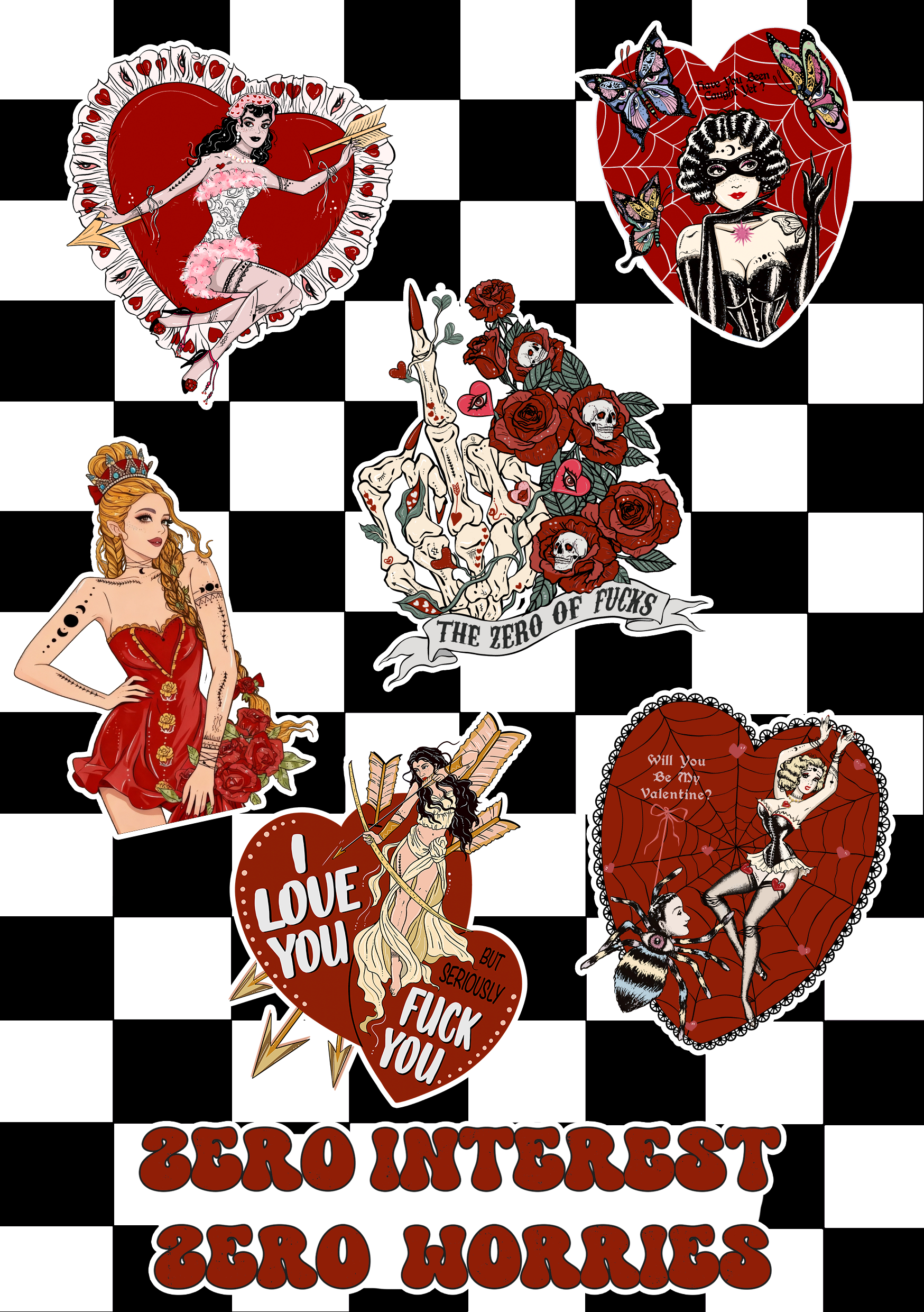 Purplehecate Anti-Valentine Stickers Pack Of 7