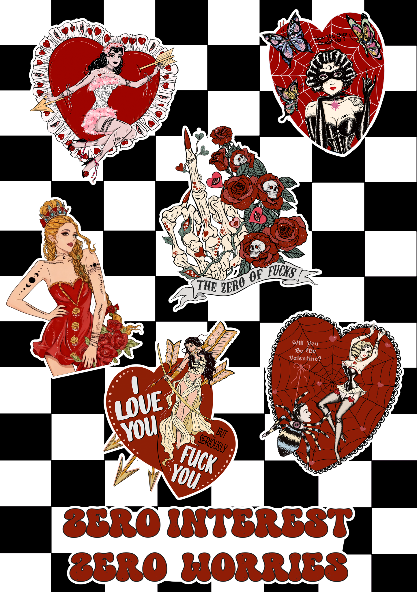 Purplehecate Anti-Valentine Stickers Pack Of 7