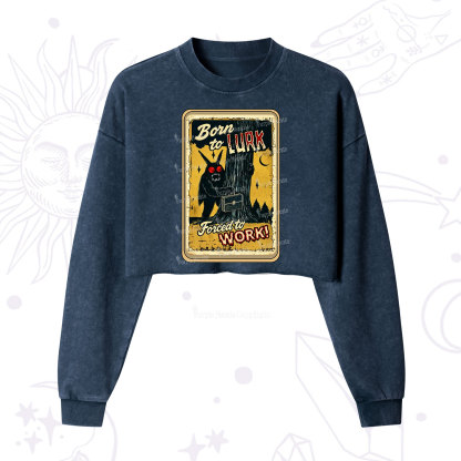 Purplehecate Cryptid Mothman Horror Cropped Washed Sweatshirt