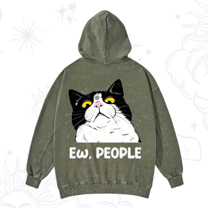 Purplehecate Ew People Cat Washed Hoodie