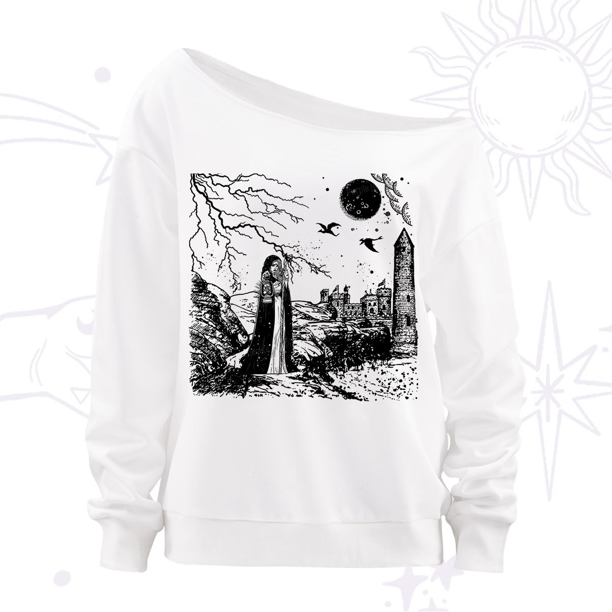 Purplehecate Black Moon Witch Spell Casting Off The Shoulder Sweatshirt