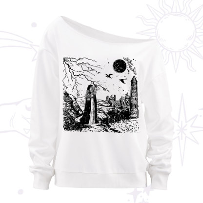 Purplehecate Black Moon Witch Spell Casting Off The Shoulder Sweatshirt