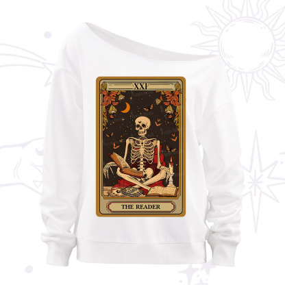 Purplehecate The Reader Tarot Card Off The Shoulder Sweatshirt