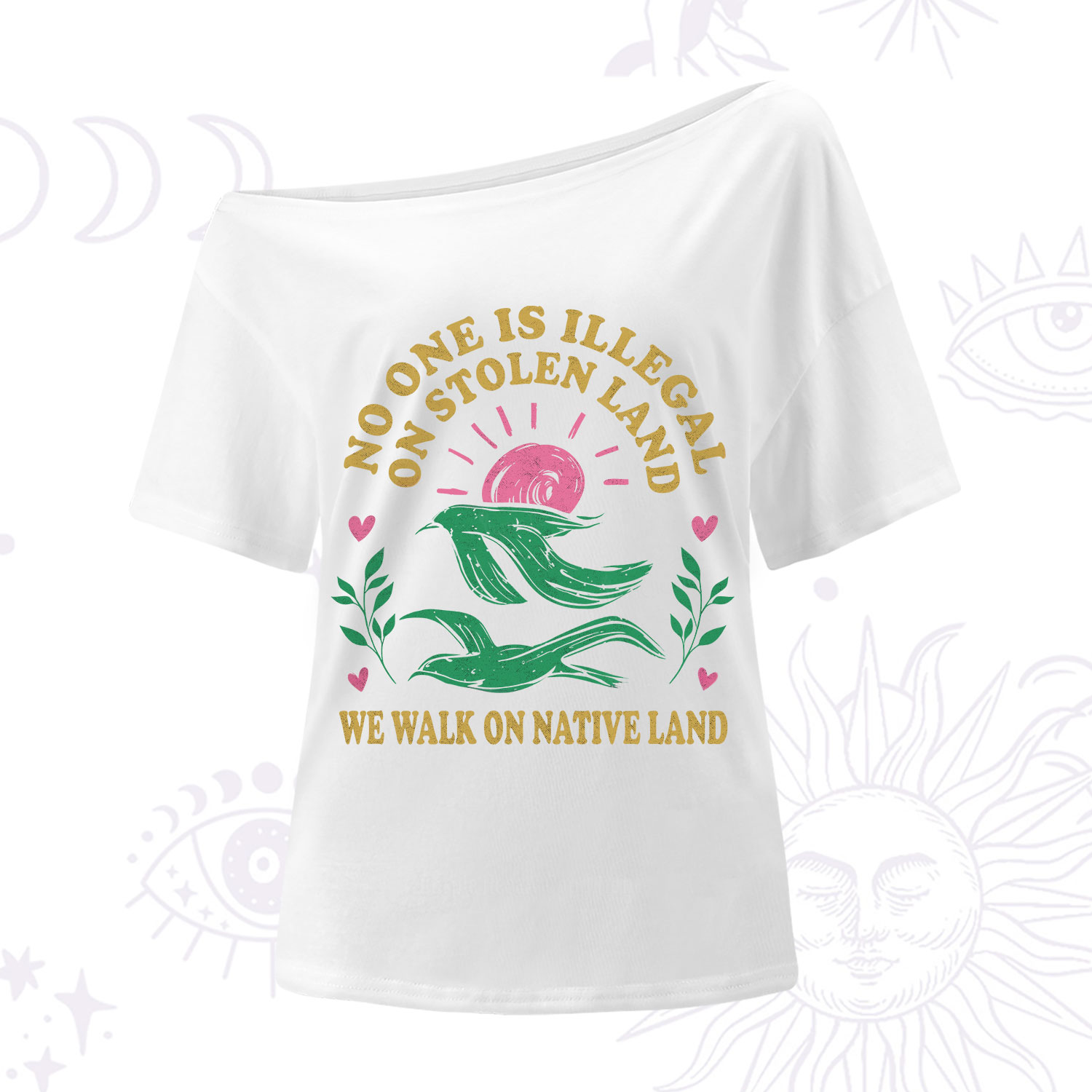 Purplehecate No One is Illegal on Stolen Land One Shoulder T-Shirt