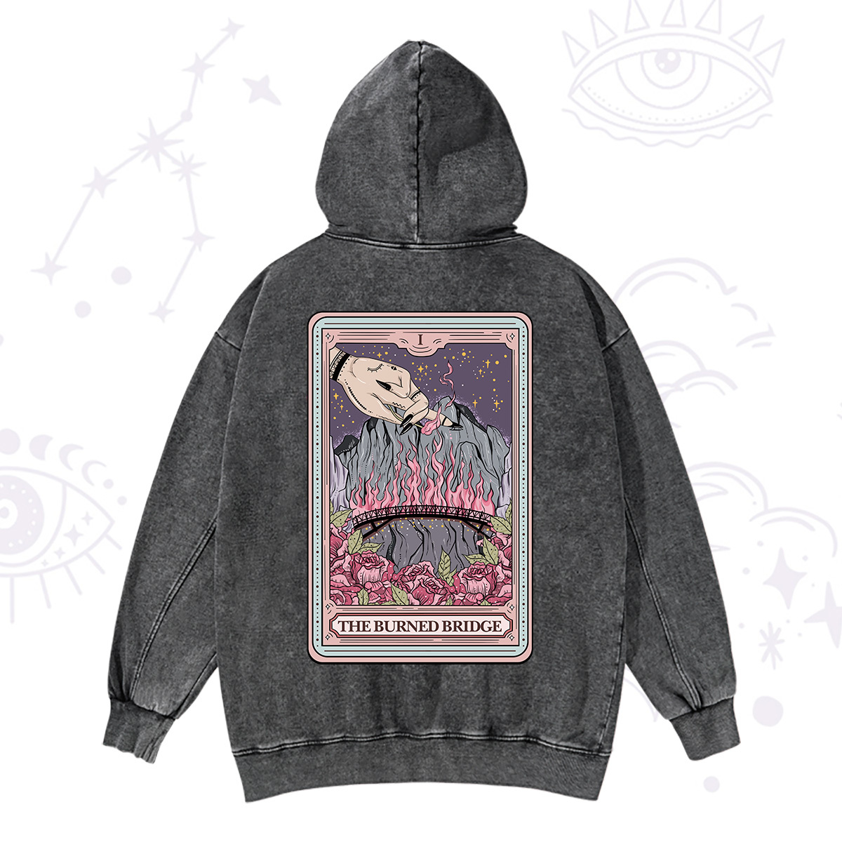 Magic Purplehecate The Burned Bridge Tarot Washed Hoodie