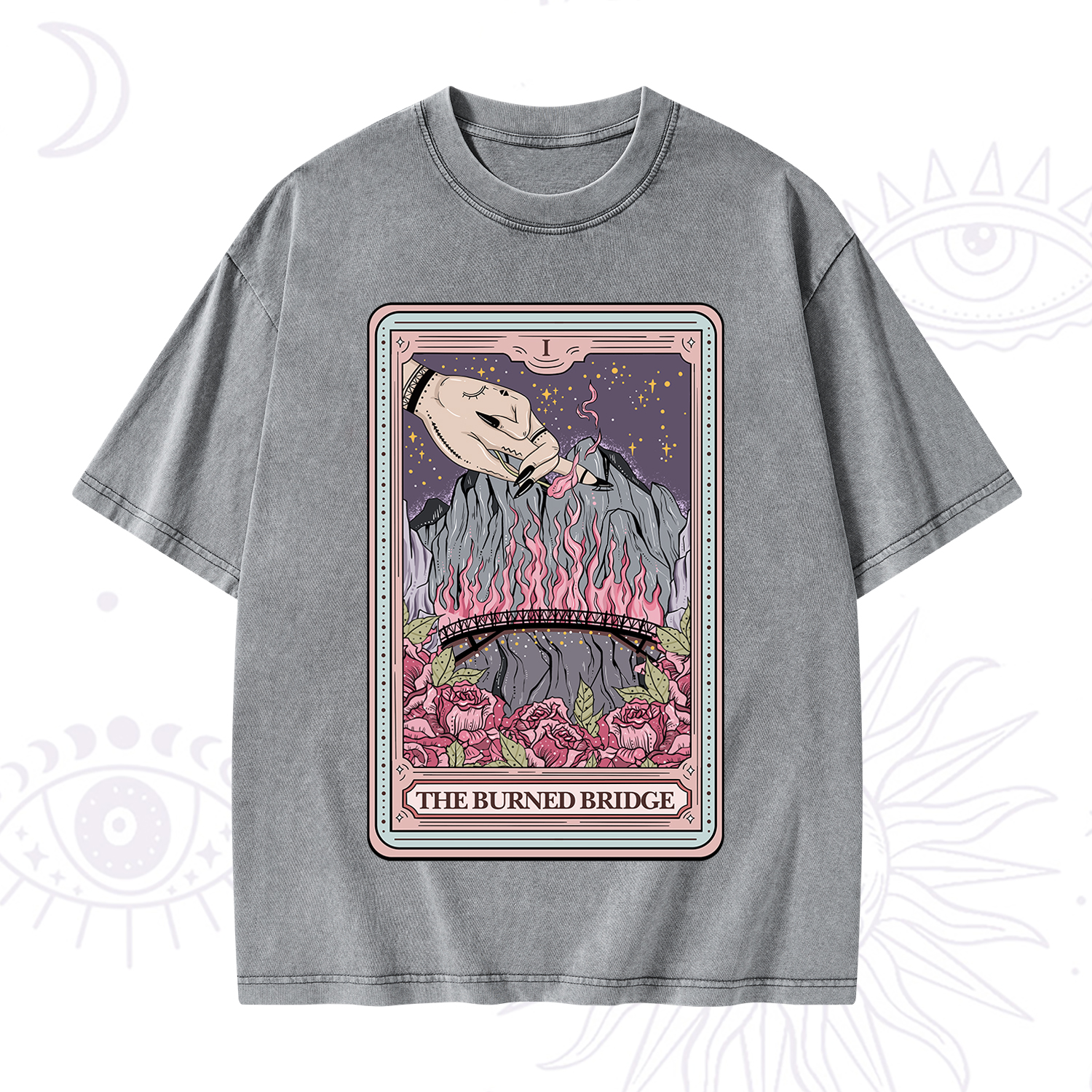 Purplehecate The Burned Bridge Tarot Washed T-Shirt
