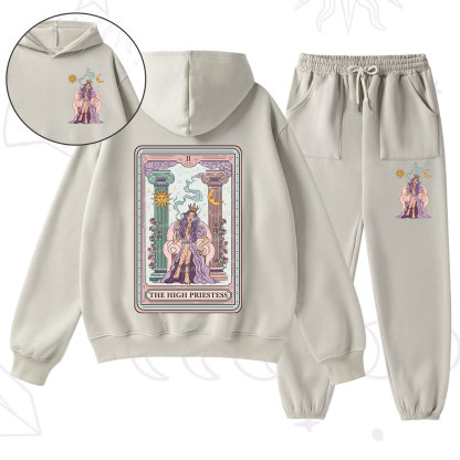 Purplehecate The High Priestess Tarot Card Fleece Hoodie Suit