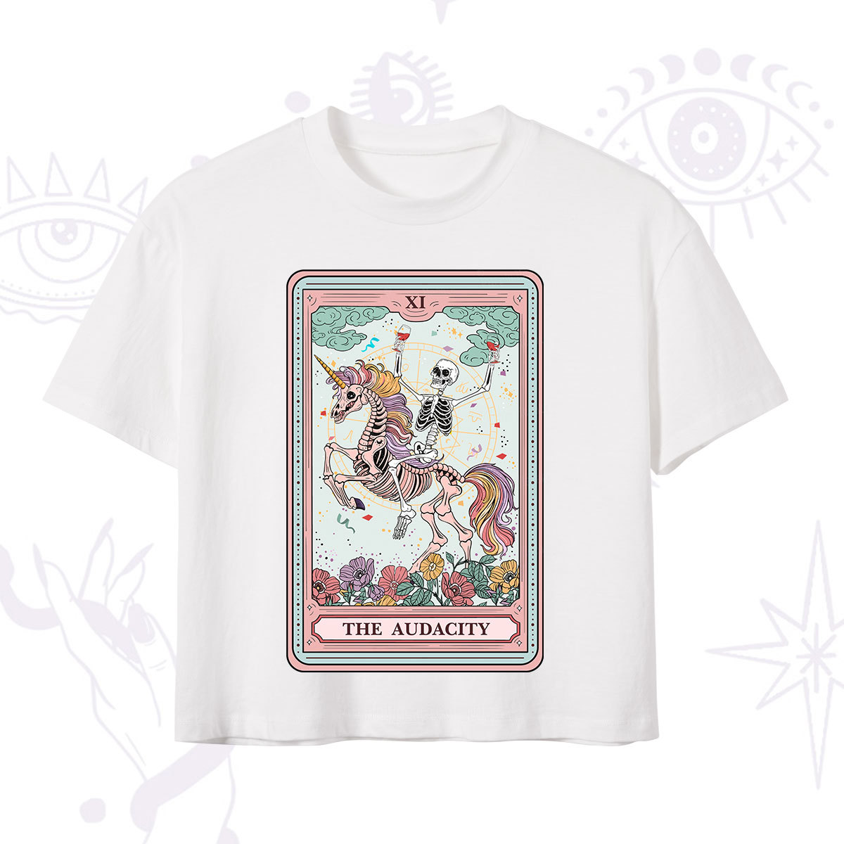 Purplehecate The Funny Skeleton Audacity Tarot Crop T-Shirt