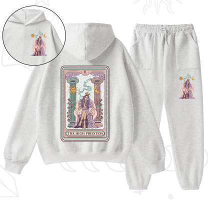 Purplehecate The High Priestess Tarot Card Fleece Hoodie Suit