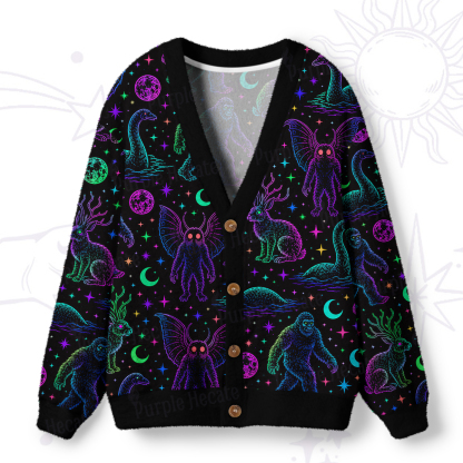 Purplehecate Neon Cryptid Creatures Ugly Cardigan Sweaters