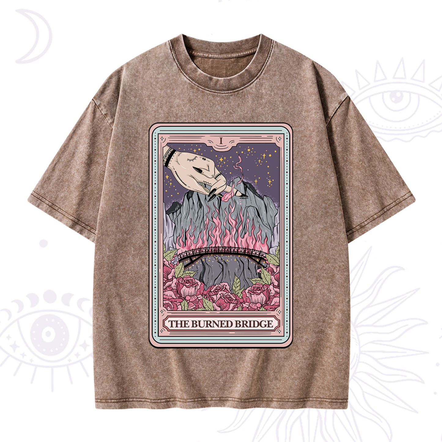 Purplehecate The Burned Bridge Tarot Washed T-Shirt