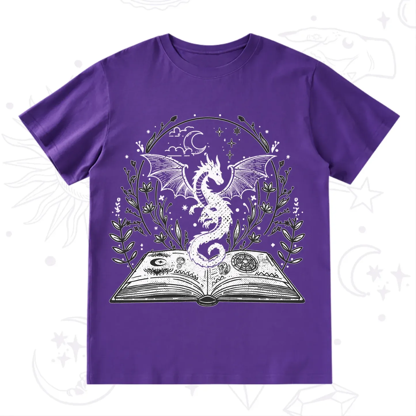 Purplehecate Magical Book Dragon Fantasy T-Shirt