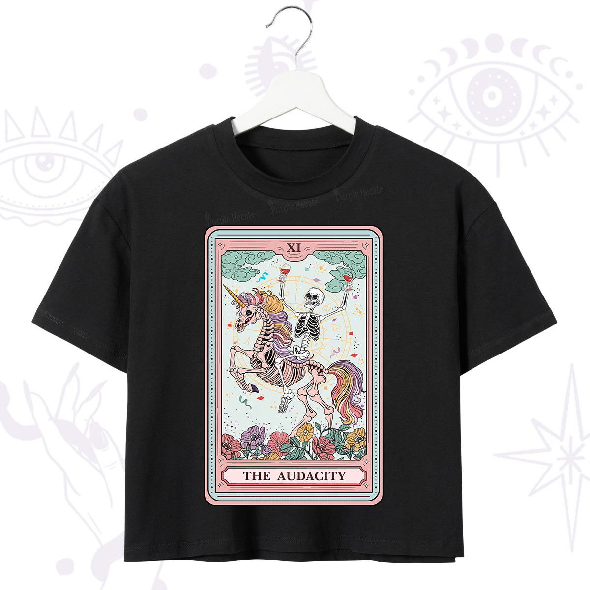 Purplehecate The Funny Skeleton Audacity Tarot Crop T-Shirt