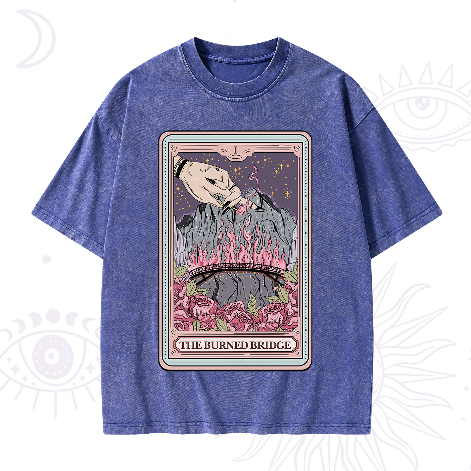 Purplehecate The Burned Bridge Tarot Washed T-Shirt