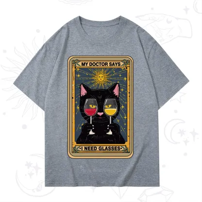 Purplehecate Funny Black Cat My Doctor Says I Need Glasses Tarot T-Shirt