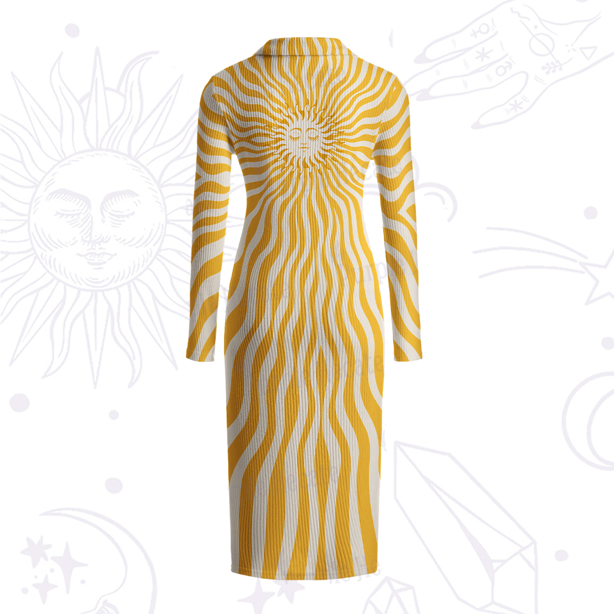 Purplehecate Radiance of the Sun Ribbed Knit Dress