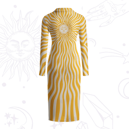 Purplehecate Radiance of the Sun Ribbed Knit Dress