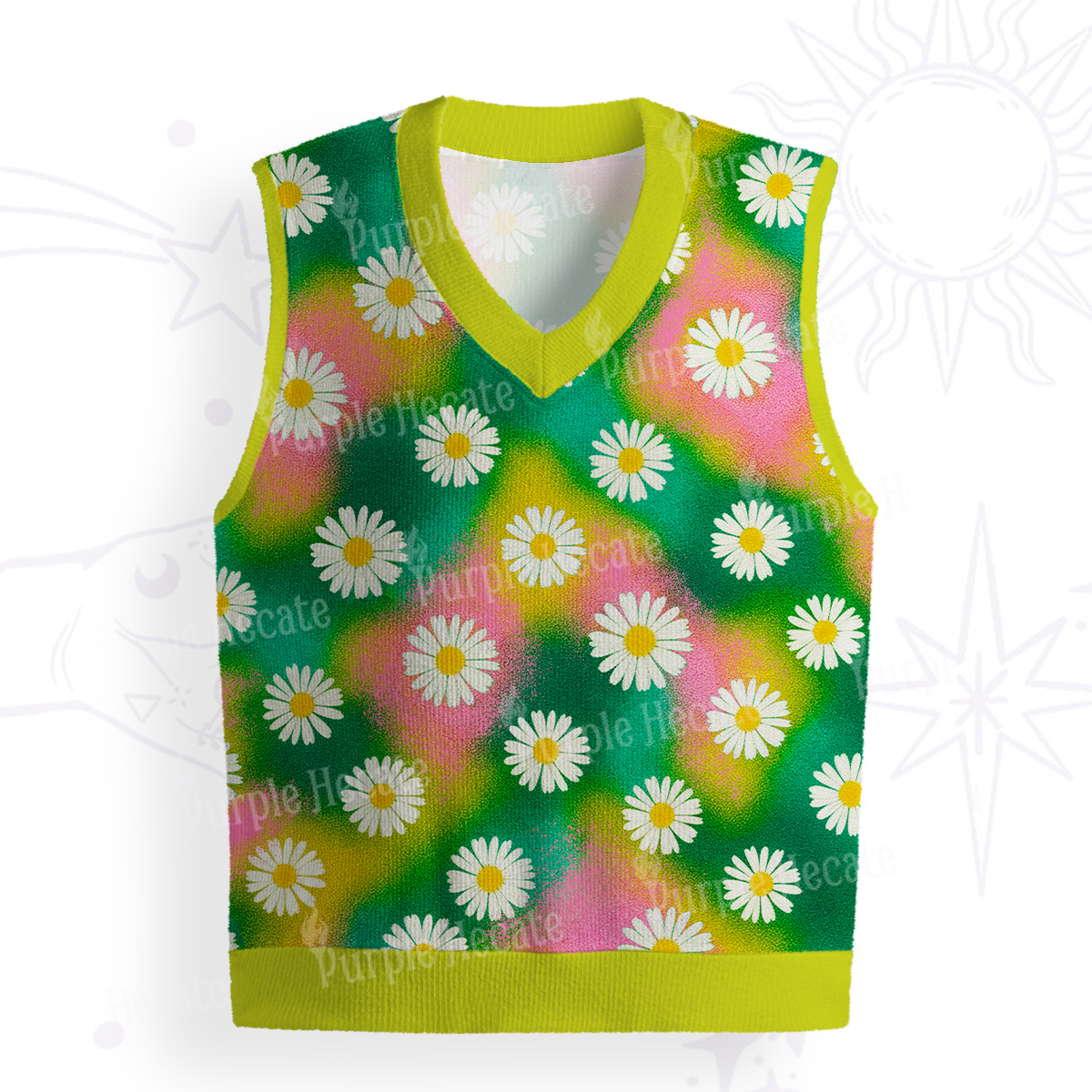 Purplehecate Enchanted Daisy Spring Romance Ugly Sweater Vest