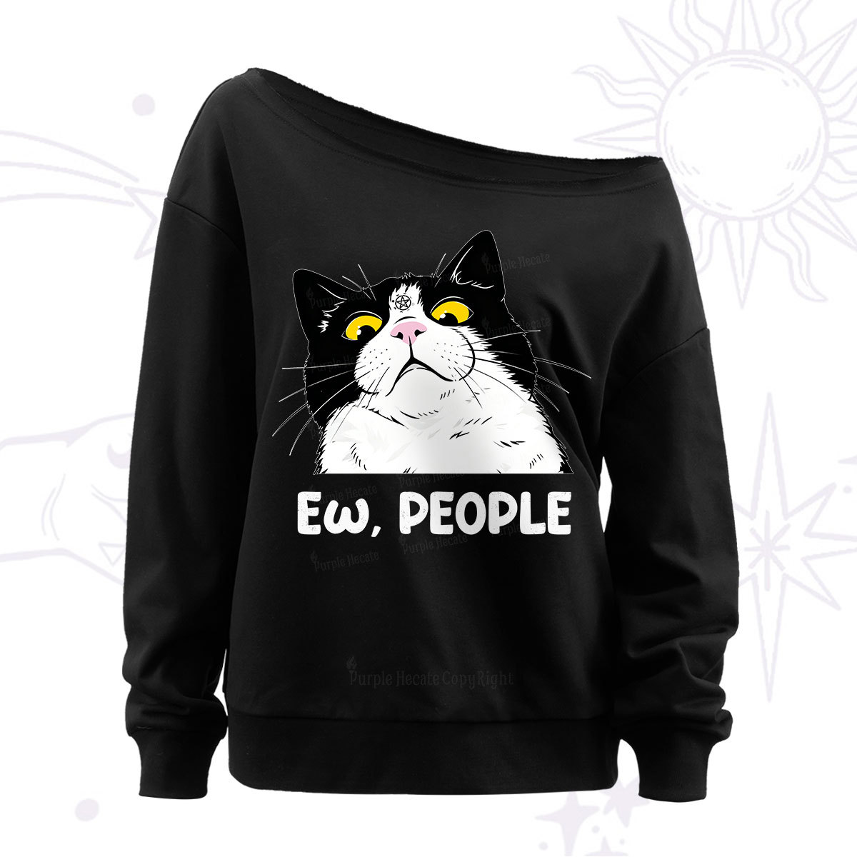 Purplehecate Ew People Cat Off The Shoulder Sweatshirt