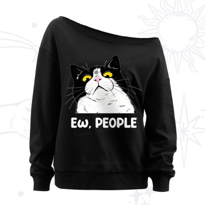 Purplehecate Ew People Cat Off The Shoulder Sweatshirt