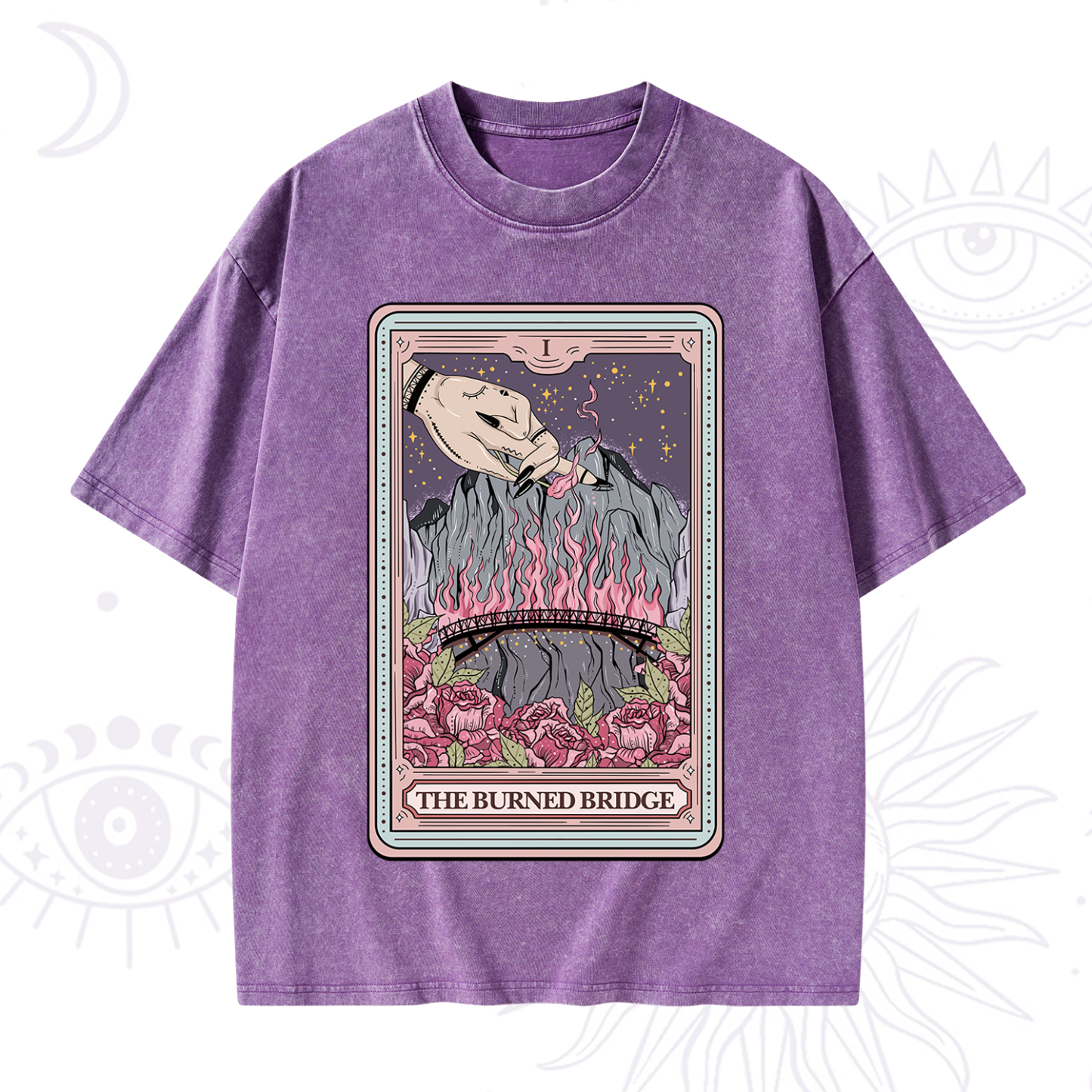Purplehecate The Burned Bridge Tarot Washed T-Shirt